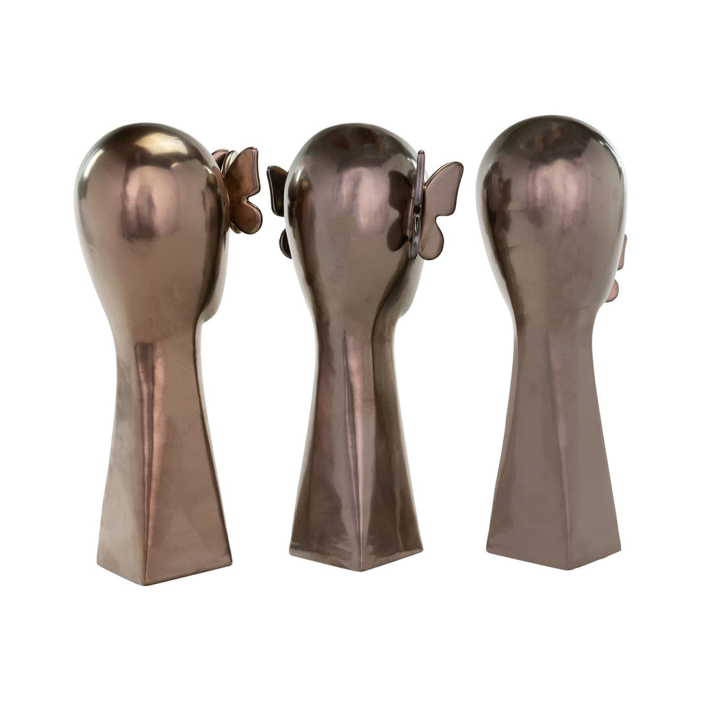 Bronze Butterfly Sculptures - Set of 3