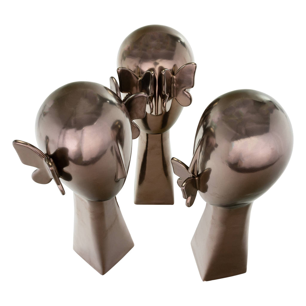 Bronze Butterfly Sculptures - Set of 3