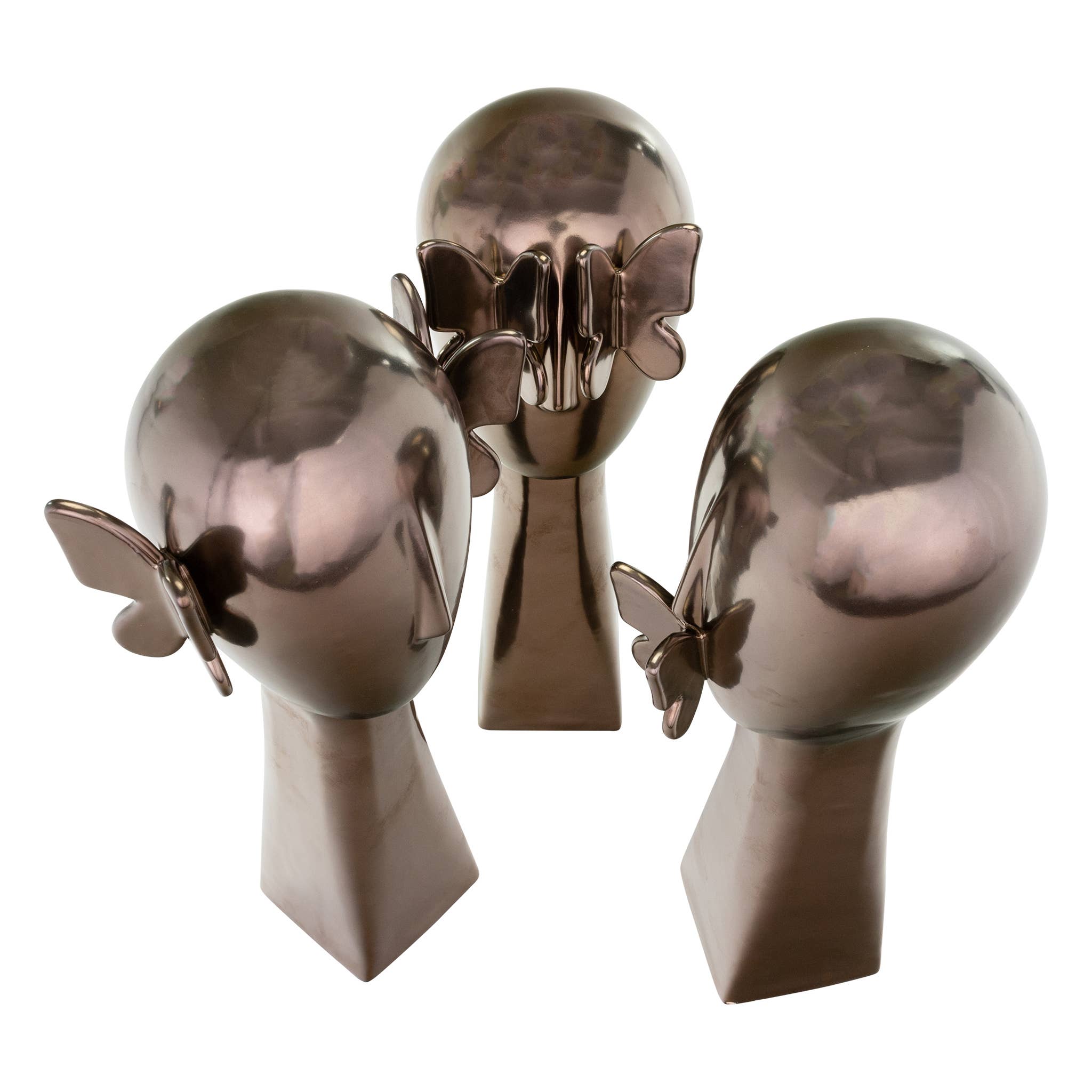 Bronze Butterfly Sculptures - Set of 3
