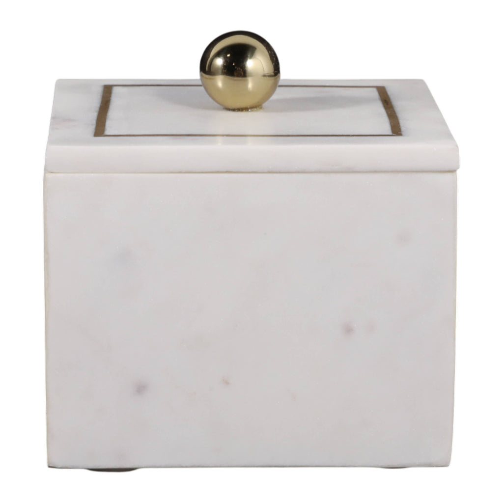 Marble Modern Storage Box with Removable Lid - White, 5 in.