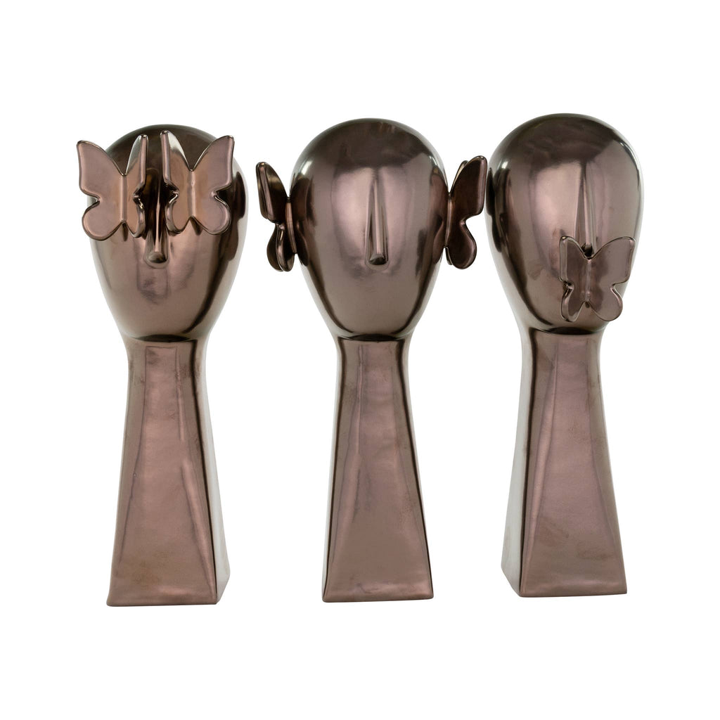 Bronze Butterfly Sculptures - Set of 3