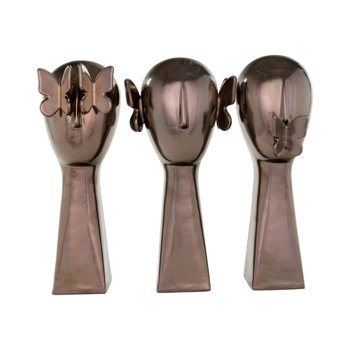 Bronze Butterfly Sculptures - Set of 3