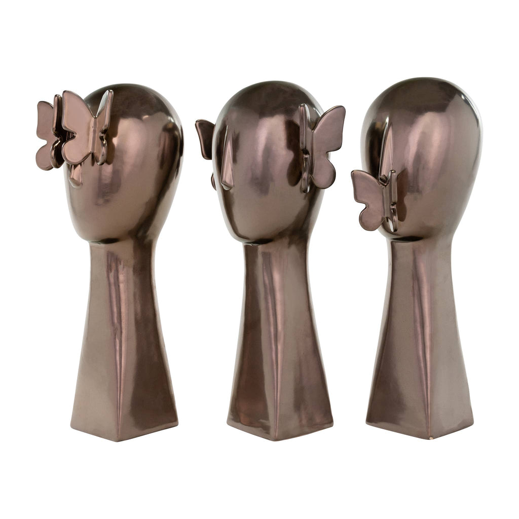 Bronze Butterfly Sculptures - Set of 3