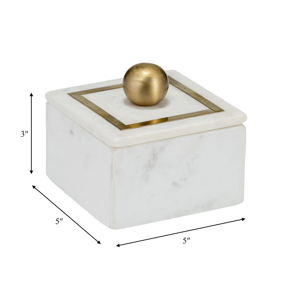 Marble Modern Storage Box with Removable Lid - White, 5 in.