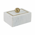 Marble Rectangular Box with Removable Lid - White, 7 in.