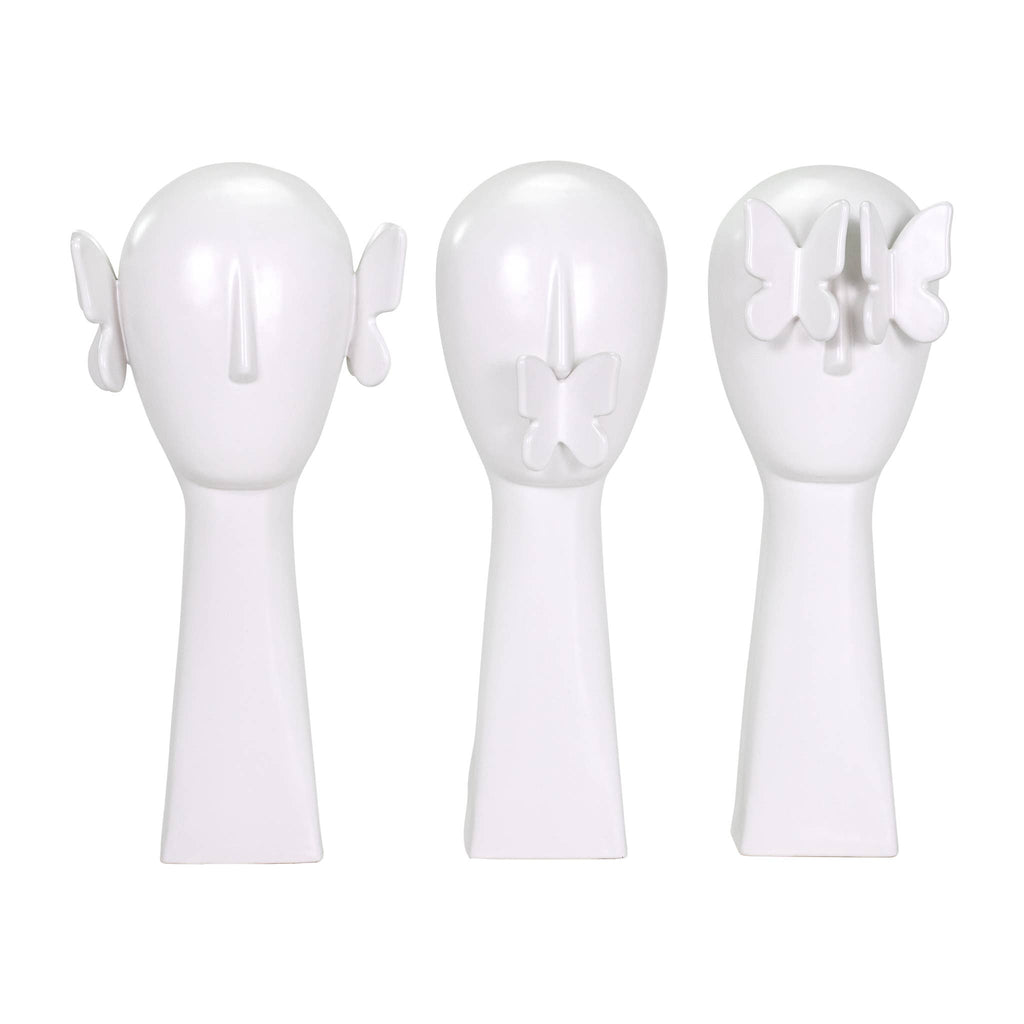 White Butterfly Sculptures - Set of 3