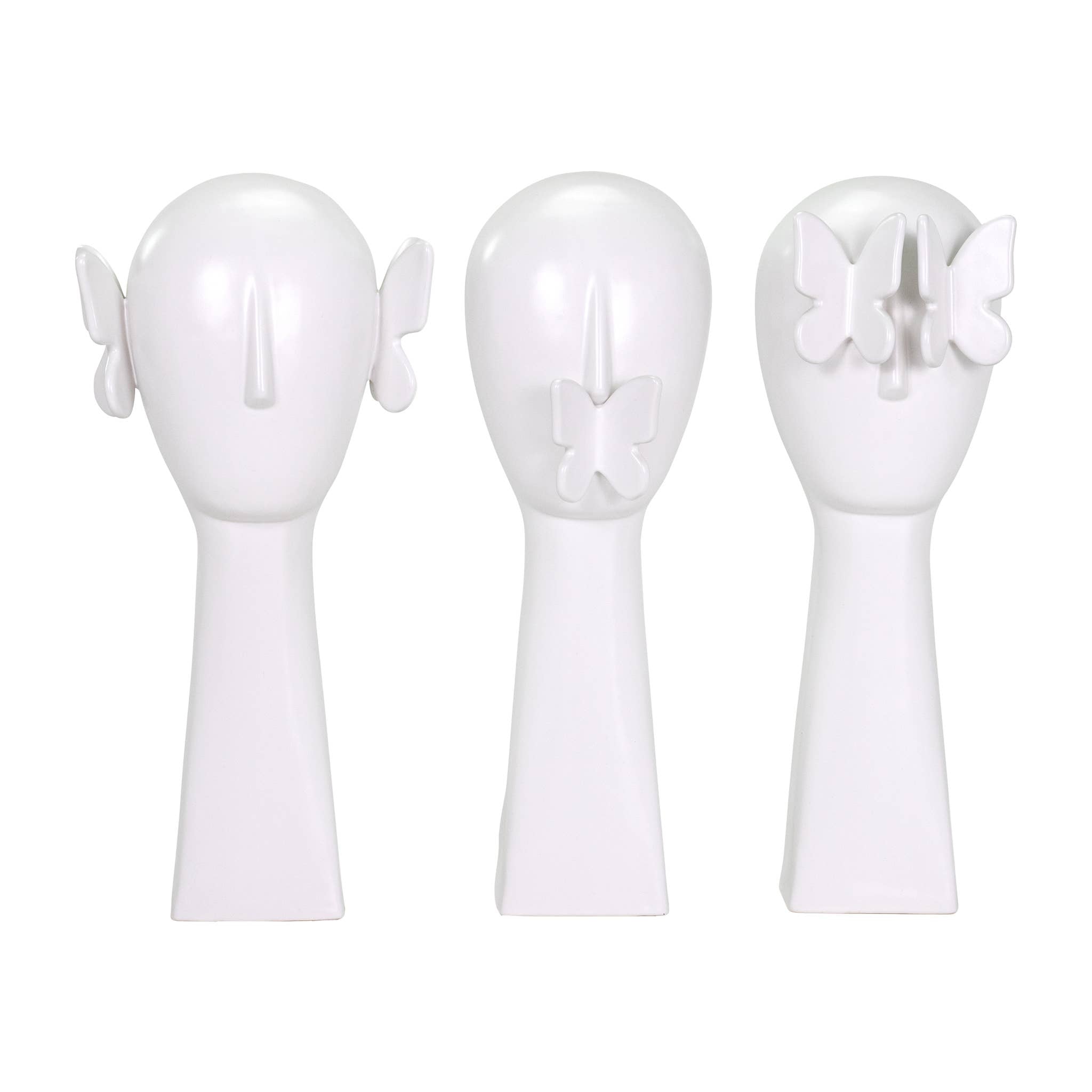 White Butterfly Sculptures - Set of 3