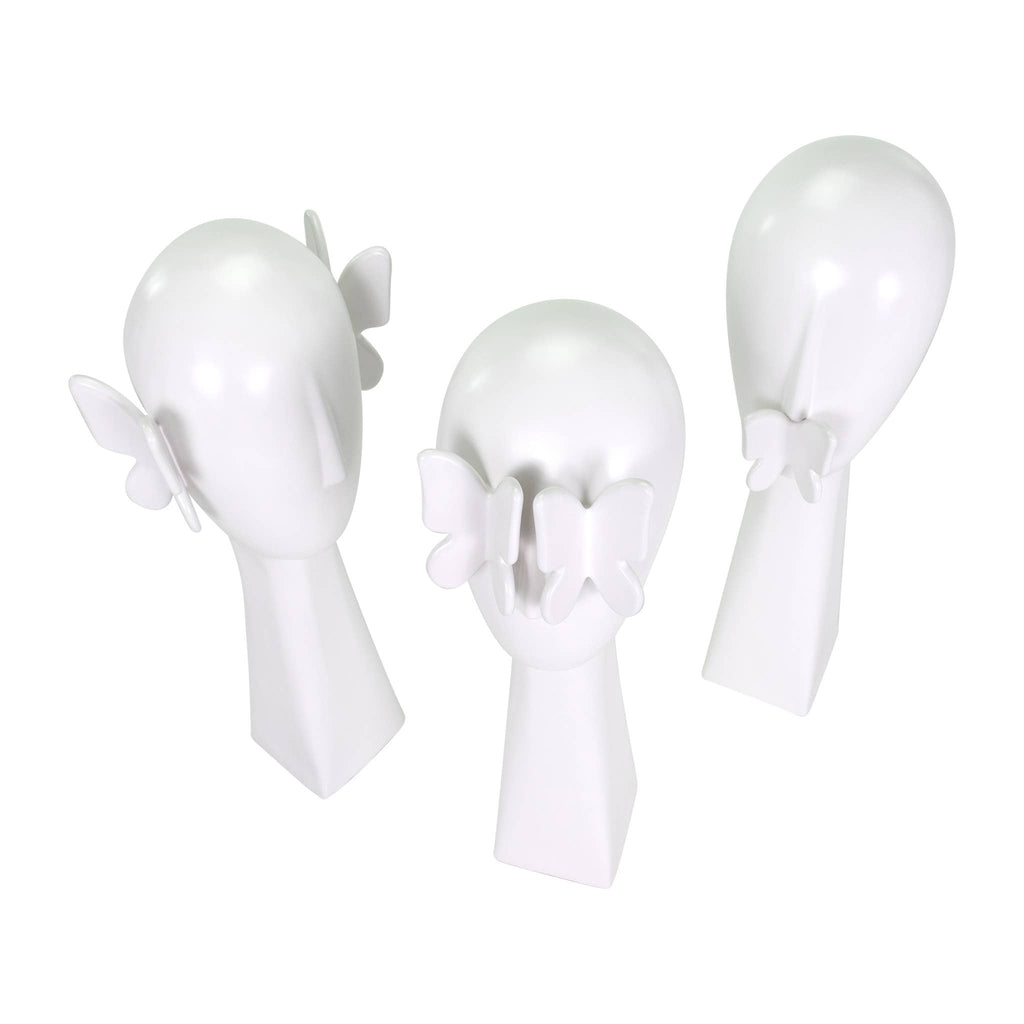 White Butterfly Sculptures - Set of 3