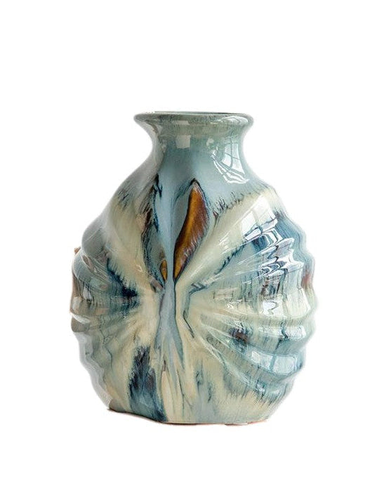 Blue and Brown Ceramic Glazed Accent Vase - Small