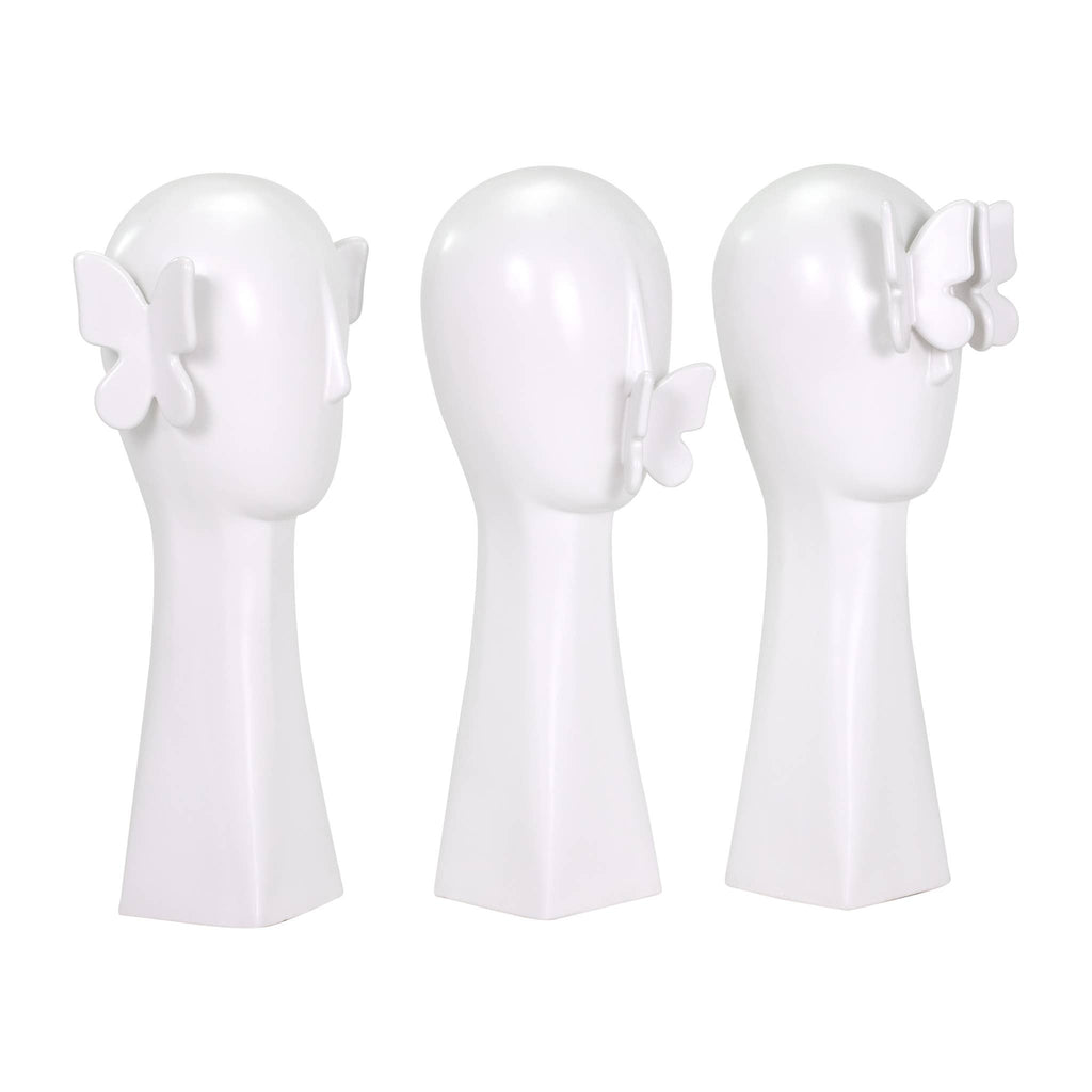 White Butterfly Sculptures - Set of 3